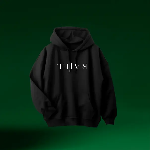 Sweat à capuche Upside down noir – ןǝɾ̣ɐꓤ